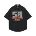 Retro Letter Print Pure Cotton Short Sleeve Shirt Unisex Loose Casual Couple Fit Blouse