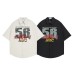 Retro Letter Print Pure Cotton Short Sleeve Shirt Unisex Loose Casual Couple Fit Blouse