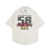 Retro Letter Print Pure Cotton Short Sleeve Shirt Unisex Loose Casual Couple Fit Blouse