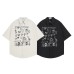 Retro Cartoon Avatar Print Short Sleeve Shirt Unisex Loose Casual Blouse
