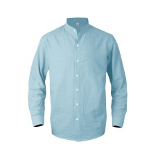 Men's striped stand up collar long sleeved shirt