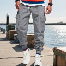 Men's casual work pants with multiple pockets