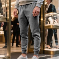 Men's solid color drawstring sports pants