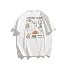 Printed round neck loose short sleeved men's and women's casual half sleeves