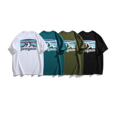 Snow Mountain print round neck short sleeved shirt for men and women