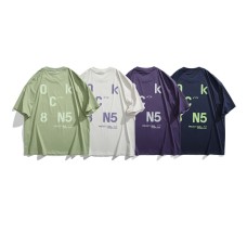 Letter printed round neck loose short sleeved shirt Letter printed round neck loose short sleeved shirt