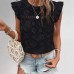 Cross-border  Women's Summer New Round Neck Lace Solid Color Flutter Short Sleeve Top