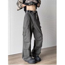 Multi pocket workwear loose straight tube versatile casual pants