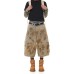 Retro dirty dyed denim wide leg seven quarter shorts with curved knife pants