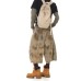 Retro dirty dyed denim wide leg seven quarter shorts with curved knife pants