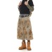 Retro dirty dyed denim wide leg seven quarter shorts with curved knife pants
