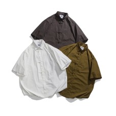 Cotton short sleeved shirt men's loose shirt