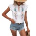 Sweetheart Flutter Sleeve Embroidered Blouse for Women