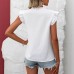 Sweetheart Flutter Sleeve Embroidered Blouse for Women