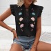 Sweetheart Flutter Sleeve Embroidered Blouse for Women