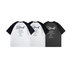 Minimalist letter printed raglan sleeve round neck T-shirt for men