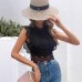 Sexy Hollow Out Solid Color Geometric Pattern Women's Top Lace Chiffon Blouse
