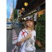 Color blocking patchwork jersey style V-neck short sleeved design loose top