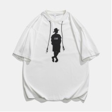 Character print round neck men's and women's short sleeves