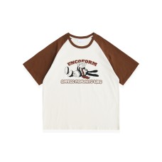 Cartoon printed raglan sleeves for men and women's short sleeves