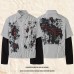 Print Stripe Fake Two-Piece Loose Long Sleeve Top for Men and Women Print Stripe Fake Two-Piece Loose Long Sleeve Top for Men and Women