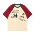 Retro Colorblock Raglan Sleeve Pure Cotton Short Sleeve T-Shirt Unisex Summer Couple Loose Casual Half Sleeve Top
