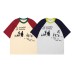 Retro Colorblock Raglan Sleeve Pure Cotton Short Sleeve T-Shirt Unisex Summer Couple Loose Casual Half Sleeve Top