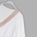 V-neck White Shirt with Lace Splicing Loose Long-sleeved Top