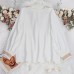 V-neck White Shirt with Lace Splicing Loose Long-sleeved Top
