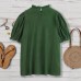 New Half-high Collar Women's Loose Fit Large Size Green Bubble Sleeve Top