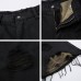 Retro Washed Patchwork Distressed Unique Design Denim  Men Summer Trendy Loose Wide Leg Pants