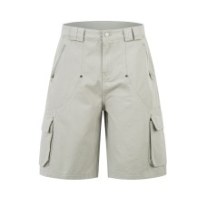 Retro Multi-Pocket Workwear Capri Pants Unisex Loose Wide-Leg Casual Shorts