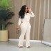 Fashion Solid Color Casual Knit Two-Piece Set Autumn and Winter Multi-Color Women's Suit