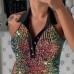 Cross-border New Summer Fitted Sequined Collared Sleeveless Top for Women