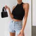 Strapless Crop Top Slim Belly-Baring Fitted Short Top