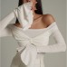 One-Shoulder Bowknot Long Sleeve Ruffle Flare Sleeve Solid Color Top One-Shoulder Bowknot Long Sleeve Ruffle Flare Sleeve Solid Color Top