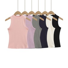 Elastic Fitted Sleeveless Mock Neck Top Elastic Fitted Sleeveless Mock Neck Top