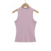 Elastic Fitted Sleeveless Mock Neck Top