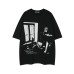 Retro Lonely Cat Print Round Neck Short Sleeve T-Shirt Unisex  Loose Casual Couple Half Sleeve Top