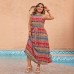 Real Photo  Dress Print New Large Size Women's Spring and Summer  Halter Sleeveless Dress