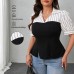 Style Women's Striped Splicing Top Summer Thin Short Sleeve Top