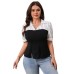 Style Women's Striped Splicing Top Summer Thin Short Sleeve Top
