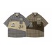 Color Block Cartoon Letter Embroidery Short Sleeve Shirt Unisex Loose Casual Versatile Couple Shirt