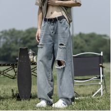 Summer men's thin perforated straight leg pants Summer men's thin perforated straight leg pants