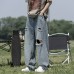 Summer men's thin perforated straight leg pants