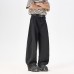 Black straight denim loose straight leg wide leg casual pants