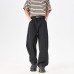 Black straight denim loose straight leg wide leg casual pants