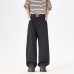 Black straight denim loose straight leg wide leg casual pants