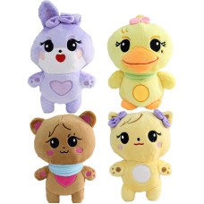 Cute Yellow Duck Bear and Purple Rabbit Plush Dolls
