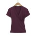 Slim Fit V-Neck Cross-Waist Short Sleeve Top